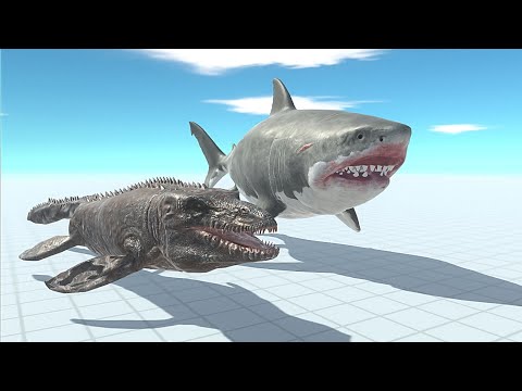 MEGALODON WITH MOSASAURUS VS BOSS & MINIBOSS - Animal Revolt Battle Simulator