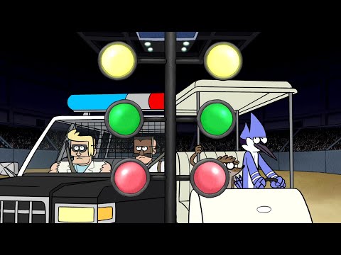 Regular Show - Mordecai And Rigby Vs Carter and Briggs Posers In Spinning Donuts