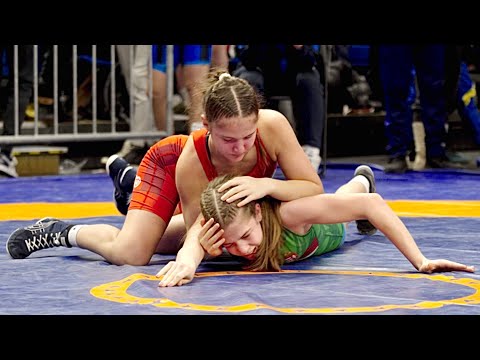 U15 Yuliia Holhovska (UKR) vs Kata Pusztai (HUN) 54kg. Girls women wrestling tournament. B-cam-man