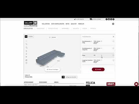 Roomle Visual 3D & AR Configurator Platform Sofa Configurator for e-Commerce