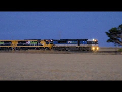 QR National Intermodal Freight Train in Country Victoria - PoathTV Railways and Trains in Australia