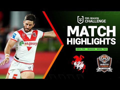 NRL Highlights | NRL Pre-season 2024 | Dragons v Wests Tigers | Match Highlights
