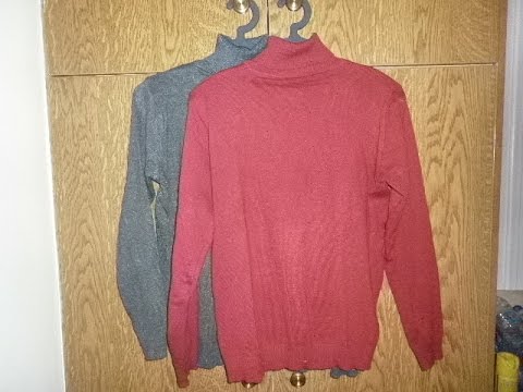 Turtle Neck long-sleeved sweater gray and red from GearBest.com