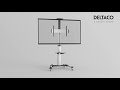 Reguliuojamo aukščio aliuminis laikiklis DELTACO OFFICE su pasukamais ratukais, 37-70", iki 50 kg, kreipiamas, pasukamas, pilkas / ARM-0450