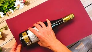 EASIEST WAY TO WRAP A BOTTLE with PAPER | GIFT BOTTLE WRAPPING IDEAS | I.Sasaki Original