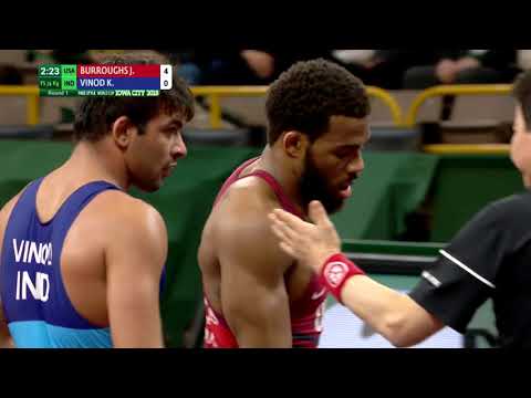Round 1 FS - 74 kg: J. BURROUGHS (USA) v. K. VINOD (IND)