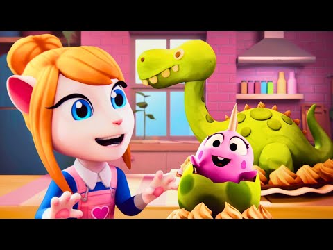 Балакучий Том 🐱 Балакуча Анжела — Випікаємо Діно-торт 🔹 Мультфільми українською мовою