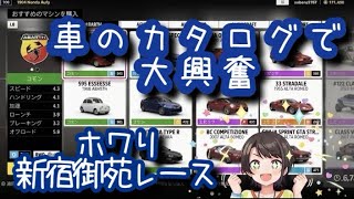 車のカタログを見ながら大興奮するスバルとホワホワ新宿御苑レース