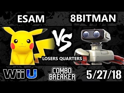 Combo Breaker 2018 Smash 4 - PG | ESAM (Pikachu) Vs. AMG | 8BitMan (ROB, Diddy Kong) - Wii U LQ
