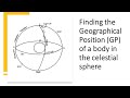 How To Find The Geographical Position Of A Body In The Celestial Sphere