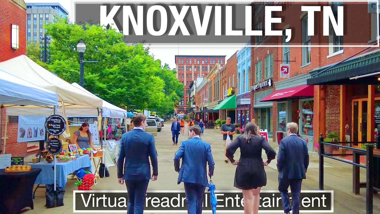 Immersive street-level walking tour through Knoxville, TN, United States, showcasing authentic urban landscapes, local architecture, and the vibrant atmosphere of the city's neighborhoods