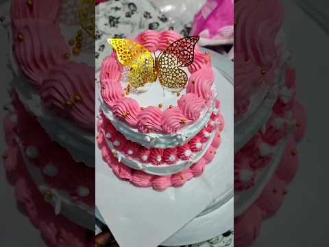two tier cake design#cake #howtomakecakecreamathome