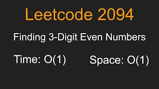 YouTube video 'Finding 3-Digit Even Numbers - Leetcode 2094 - Python'