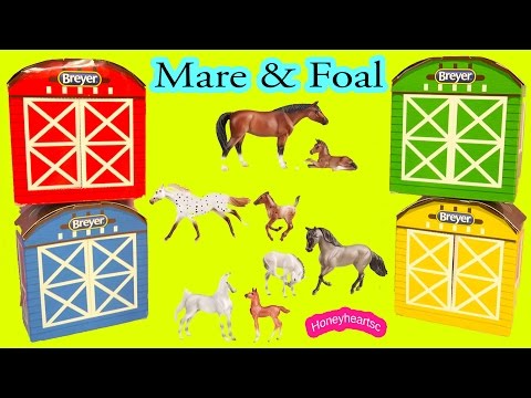 All 4 of Breyer 2016 Stablemates Horse & Foal Complete Set Mom and Baby - Unboxing Video