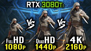 Assassin's Creed Mirage - RTX 3080 Ti - 1080p vs 1440p vs 2160p 4K Benchmark