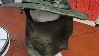Custom design bucket hat with protection mask and neck flap