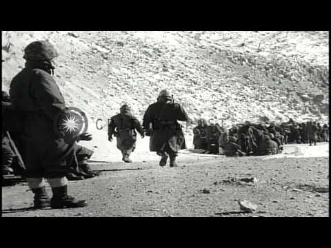 Airplanes drop napalm on hills during Battle of Chosin in Korea. HD Stock Footage