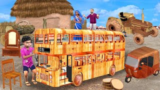 Wood Carving Mini Double Decker Bus Comedy Video G