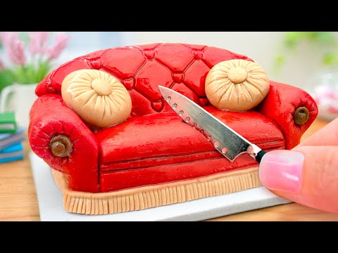 How To Make Miniature Red Chocolate Sofa Cake Step by Step in Mini Kitchen - Cake Decorating Idea