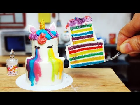Tiny Kitchen Delight: Mini Cooking Rainbow Unicorn Cake | Real Mini Food
