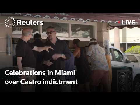 Video Thumbnail: LIVE: Cuban migrants, Cuban Americans celebrate Raul Castro indictment in Miami