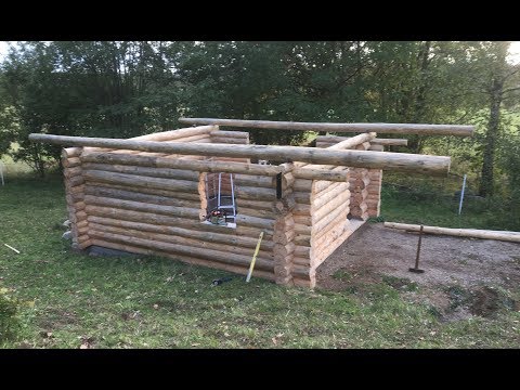 Blockhaus Abbau und Aufbau am Baugrund - timelapse