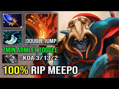 How to 100% DELETE Meepo From Mid with 7Min Armlet Double Blink Jump Huskar Dota 2