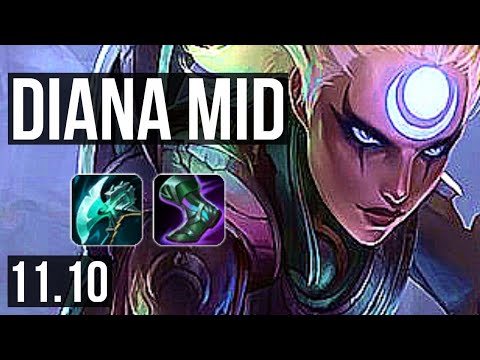 DIANA vs AKALI (MID) | 6/0/2, 1.4M mastery, 300+ games, Dominating | NA Diamond | v11.10