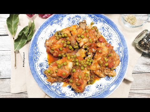 Pollo al sugo con piselli, tenero e dolce