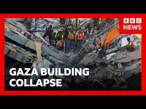 Gaza building collapse kills at least 20 people, local rescue teams say | BBC News