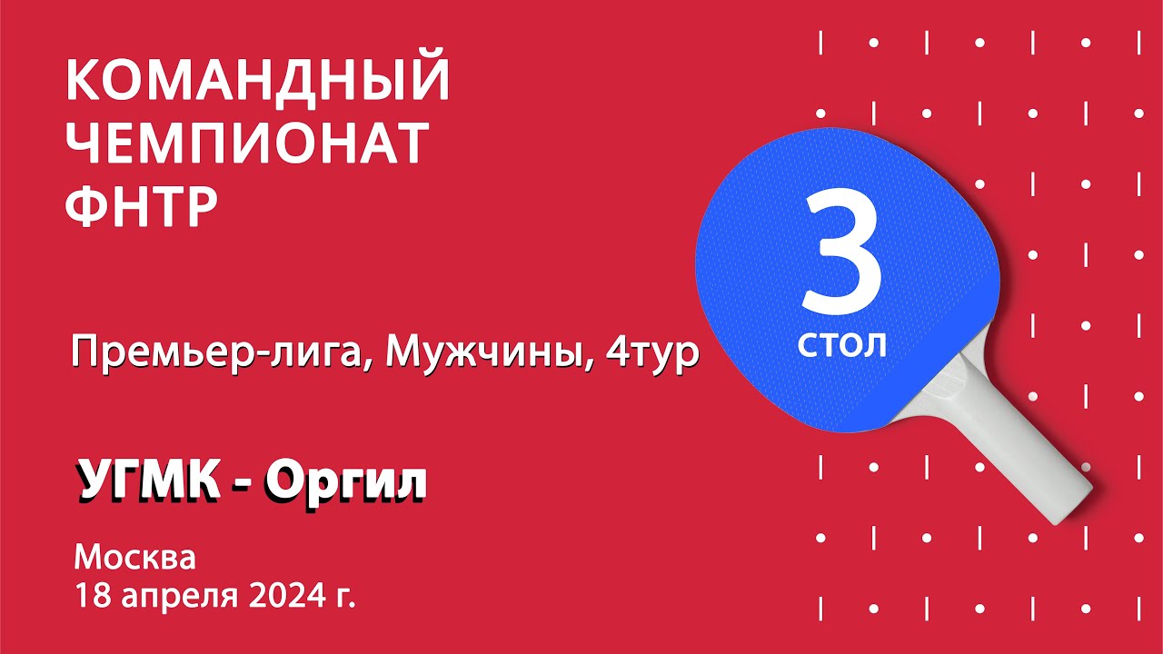 КЧФНТР 23/24. Премьер-лига. Мужчины. 4 тур. 3 стол. УГМК : Оргил. 18.04.24