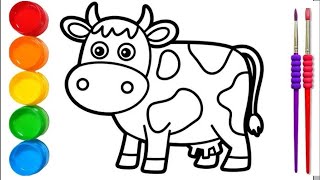 Drawing Painting Coloring Cow-Animal Drawing Step By Step
