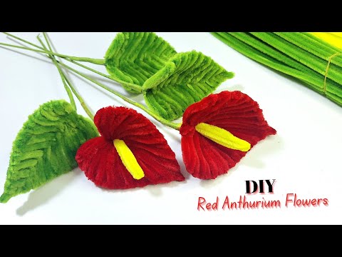How to Make DIY Red Anthurium Flowers | Easy Pipe Cleaner Craft