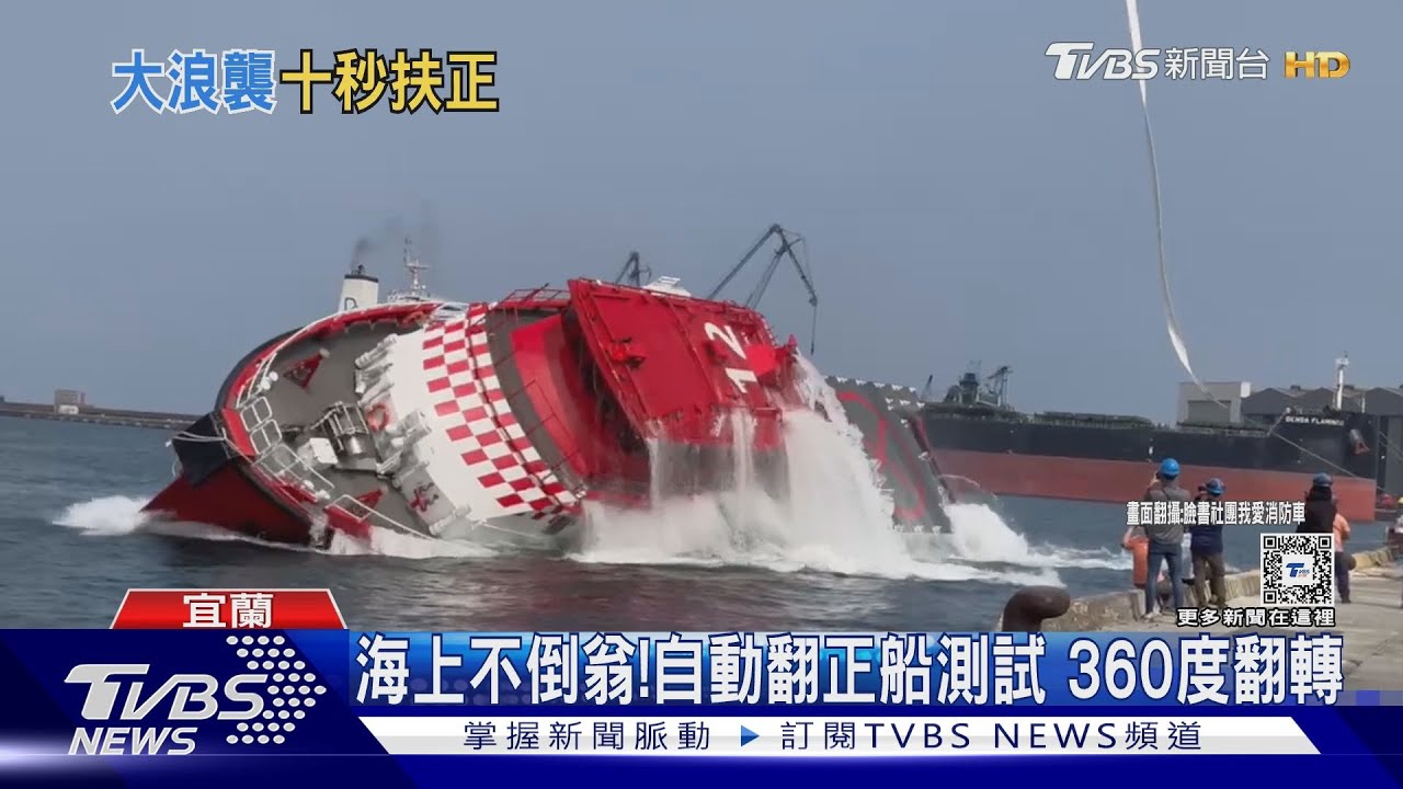 海上不倒翁! 自動翻正船測試360度翻轉