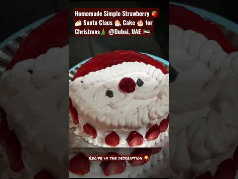 Homemade Simple 1/2kg Strawberry 🍓🍰 Santa Claus🎅Cake🎂 for Christmas🎄@Dubai, UAE🇦🇪 wit Senthil Balaji