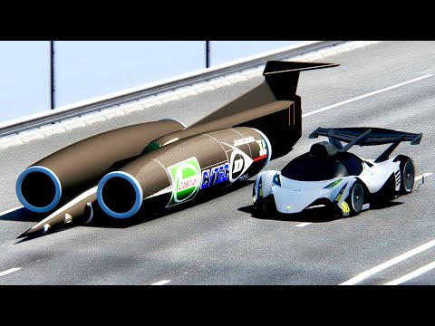Devel Sixteen GTR vs Thrust SSC at Drag Race 20 KM
