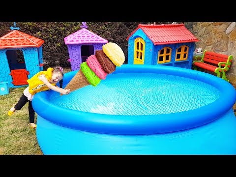 Öykü'nün Dondurması Havuza Düştü! - For Kid Swimming Pool and İce Cream -Funny Oyuncak Avı