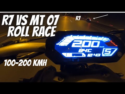 Yamaha R7 VS MT 07 ROLL Race İn Tunnel 100-200 KMH
