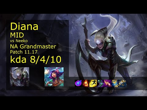 Diana Mid vs Neeko - NA Grandmaster 8/4/10 Patch 11.17 Gameplay