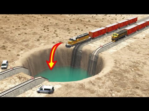 Trains vs Giant water pit - BeamNG.Drive 💥 car vs SJ