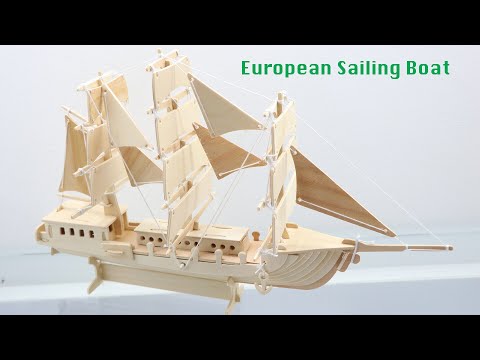 DIY 3D Woodcraft Construction Kit European Sailing Boat