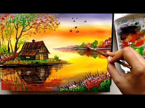 acrylic painting riverside scenary tutorials by ruchika