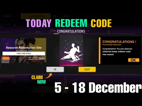 8 December 2022 redeem code | today redeem code free fire | ff new event