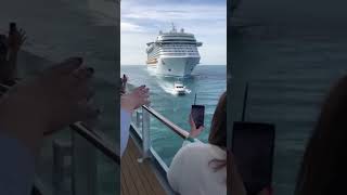 This yacht never stood a chance against the cruise ship