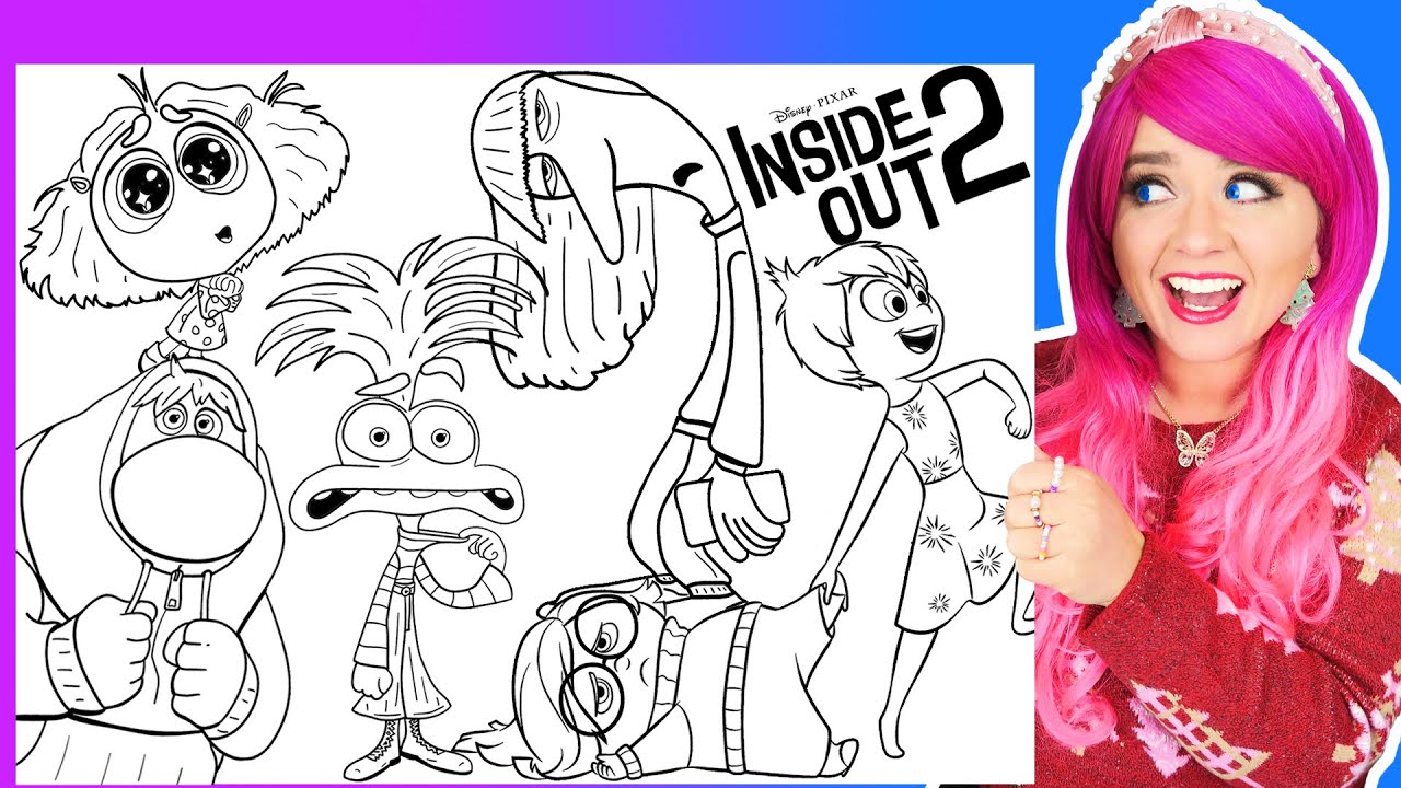 Coloring Inside Out 2 Characters Coloring Pages | Joy, Sadness, Envy, Anxiety, Embarrassment & Ennui