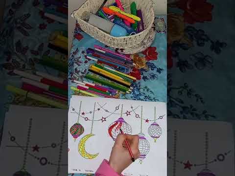 Learn how to color a Accessories of Ramadan #shorts تلوين زينة رمضان #رمضان-كريم