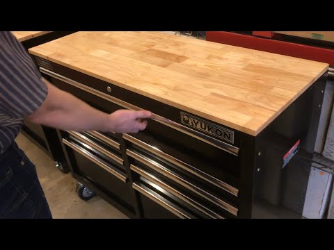 (REVIEW) yukon 46” 9-drawer mobile storage cabinet with solid wood top (harbor freight)