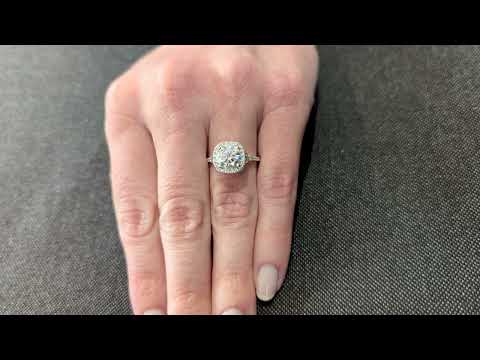 Halo Engagement Ring Cushion Cut Center, Split Shank Engagement Ring, Halo Engagement Ring