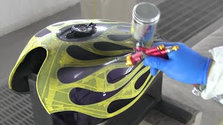 How to paint Ghost flames / Painting method Pearl painting / Motorcycle painting
