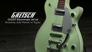Video thumbnail for Gretsch G5230T Electromatic Jet Ltd, Broadway Jade Metallic w/ Bigsby | Gear4music demo by Gear4music Guitars